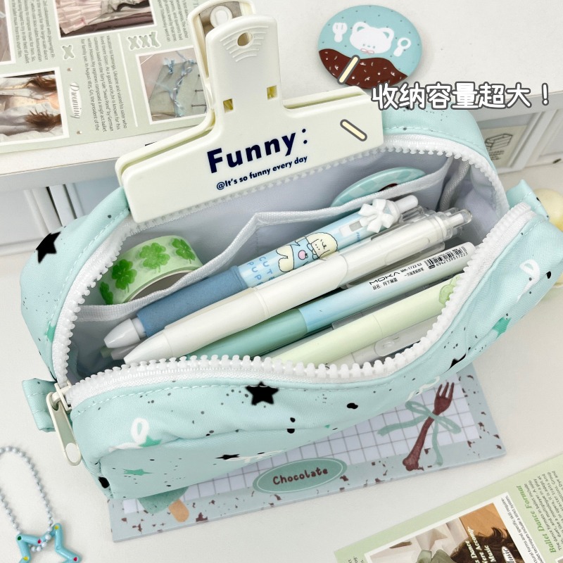 Ins Style Mint Star Mini Squar - Pencil Case Large ulasan dan harga